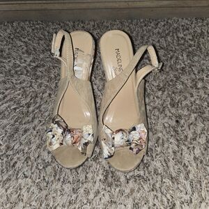 Madeline Stuart Beige Floral Platform Heels